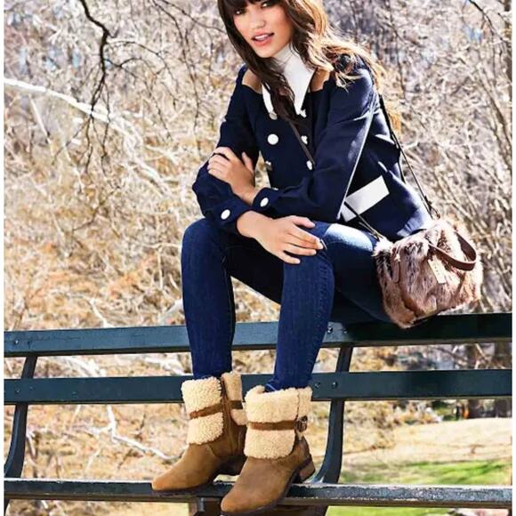 UGG Blayre II Shearling Leather Ankle Boot Womens 6 Chestnut Brown Winter Cozy - Picture 3 of 15